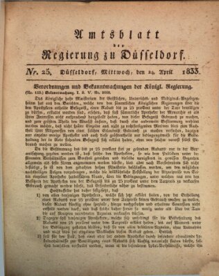 Amtsblatt für den Regierungsbezirk Düsseldorf Mittwoch 24. April 1833