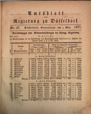 Amtsblatt für den Regierungsbezirk Düsseldorf Samstag 4. Mai 1833