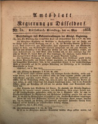 Amtsblatt für den Regierungsbezirk Düsseldorf Dienstag 21. Mai 1833