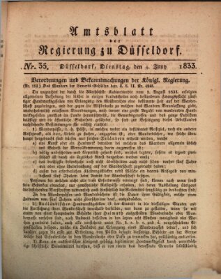 Amtsblatt für den Regierungsbezirk Düsseldorf Dienstag 4. Juni 1833