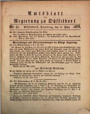 Amtsblatt für den Regierungsbezirk Düsseldorf Dienstag 25. Juni 1833