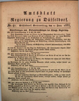 Amtsblatt für den Regierungsbezirk Düsseldorf Donnerstag 27. Juni 1833