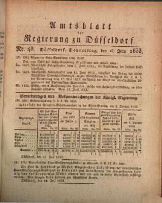 Amtsblatt für den Regierungsbezirk Düsseldorf Donnerstag 25. Juli 1833