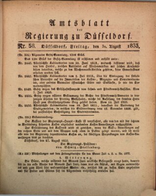 Amtsblatt für den Regierungsbezirk Düsseldorf Freitag 30. August 1833