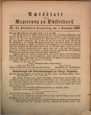 Amtsblatt für den Regierungsbezirk Düsseldorf Donnerstag 12. September 1833