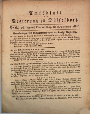 Amtsblatt für den Regierungsbezirk Düsseldorf Donnerstag 26. September 1833