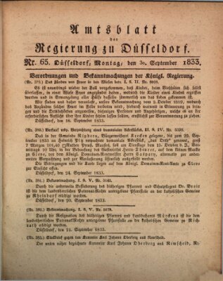 Amtsblatt für den Regierungsbezirk Düsseldorf Montag 30. September 1833