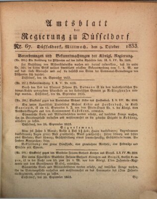 Amtsblatt für den Regierungsbezirk Düsseldorf Mittwoch 9. Oktober 1833