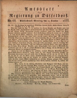 Amtsblatt für den Regierungsbezirk Düsseldorf Montag 14. Oktober 1833