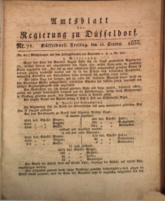 Amtsblatt für den Regierungsbezirk Düsseldorf Freitag 25. Oktober 1833