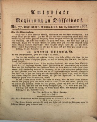 Amtsblatt für den Regierungsbezirk Düsseldorf Samstag 23. November 1833