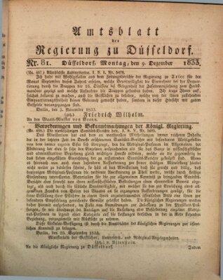 Amtsblatt für den Regierungsbezirk Düsseldorf Montag 9. Dezember 1833