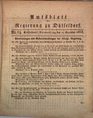 Amtsblatt für den Regierungsbezirk Düsseldorf Donnerstag 19. Dezember 1833