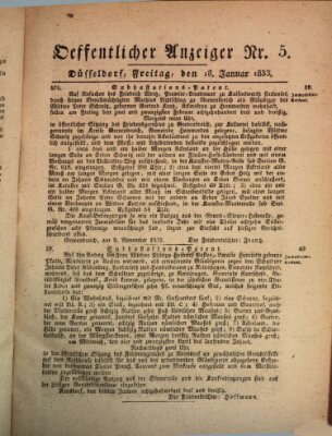 Amtsblatt für den Regierungsbezirk Düsseldorf Freitag 18. Januar 1833