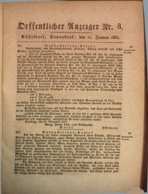 Amtsblatt für den Regierungsbezirk Düsseldorf Samstag 26. Januar 1833