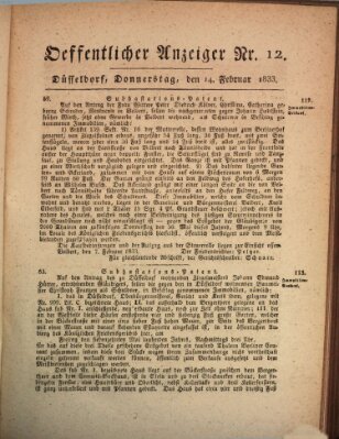 Amtsblatt für den Regierungsbezirk Düsseldorf Donnerstag 14. Februar 1833