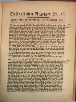 Amtsblatt für den Regierungsbezirk Düsseldorf Donnerstag 28. Februar 1833