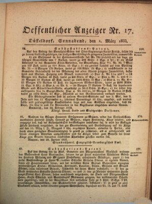 Amtsblatt für den Regierungsbezirk Düsseldorf Samstag 2. März 1833