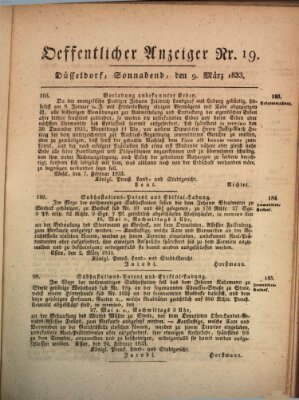 Amtsblatt für den Regierungsbezirk Düsseldorf Samstag 9. März 1833