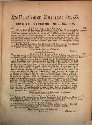 Amtsblatt für den Regierungsbezirk Düsseldorf Samstag 4. Mai 1833