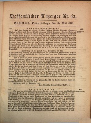 Amtsblatt für den Regierungsbezirk Düsseldorf Donnerstag 30. Mai 1833