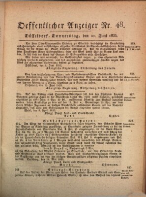 Amtsblatt für den Regierungsbezirk Düsseldorf Donnerstag 20. Juni 1833