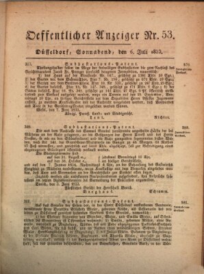 Amtsblatt für den Regierungsbezirk Düsseldorf Samstag 6. Juli 1833