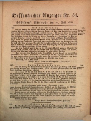 Amtsblatt für den Regierungsbezirk Düsseldorf Mittwoch 10. Juli 1833