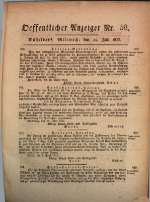 Amtsblatt für den Regierungsbezirk Düsseldorf Mittwoch 24. Juli 1833