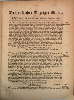 Amtsblatt für den Regierungsbezirk Düsseldorf Samstag 12. Oktober 1833