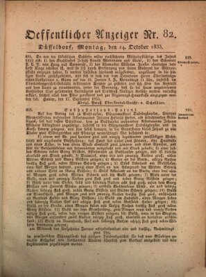 Amtsblatt für den Regierungsbezirk Düsseldorf Montag 14. Oktober 1833