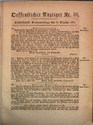 Amtsblatt für den Regierungsbezirk Düsseldorf Donnerstag 31. Oktober 1833