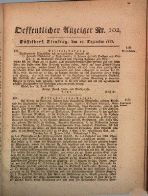 Amtsblatt für den Regierungsbezirk Düsseldorf Dienstag 17. Dezember 1833