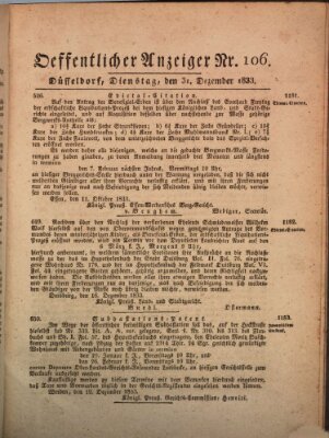 Amtsblatt für den Regierungsbezirk Düsseldorf Dienstag 31. Dezember 1833