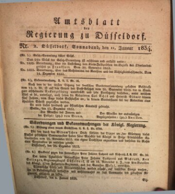 Amtsblatt für den Regierungsbezirk Düsseldorf Samstag 11. Januar 1834