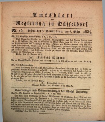 Amtsblatt für den Regierungsbezirk Düsseldorf Samstag 8. März 1834