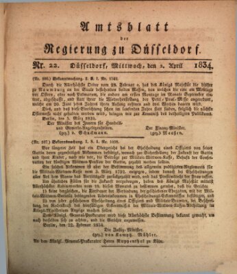 Amtsblatt für den Regierungsbezirk Düsseldorf Mittwoch 2. April 1834