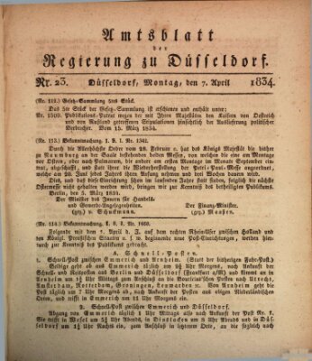Amtsblatt für den Regierungsbezirk Düsseldorf Montag 7. April 1834