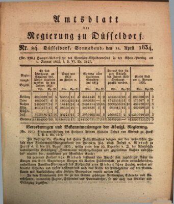 Amtsblatt für den Regierungsbezirk Düsseldorf Samstag 12. April 1834