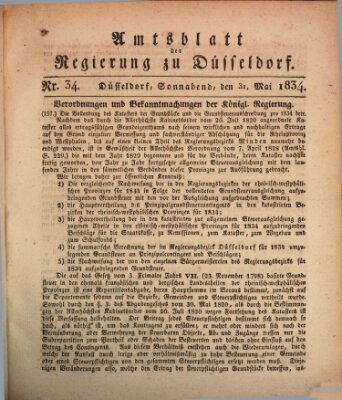 Amtsblatt für den Regierungsbezirk Düsseldorf Samstag 31. Mai 1834