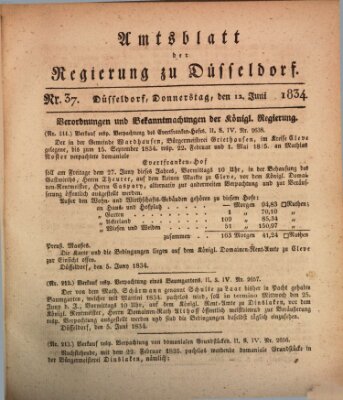 Amtsblatt für den Regierungsbezirk Düsseldorf Donnerstag 12. Juni 1834