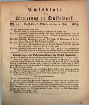 Amtsblatt für den Regierungsbezirk Düsseldorf Mittwoch 2. Juli 1834