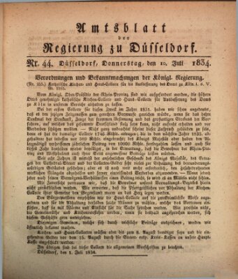 Amtsblatt für den Regierungsbezirk Düsseldorf Donnerstag 10. Juli 1834