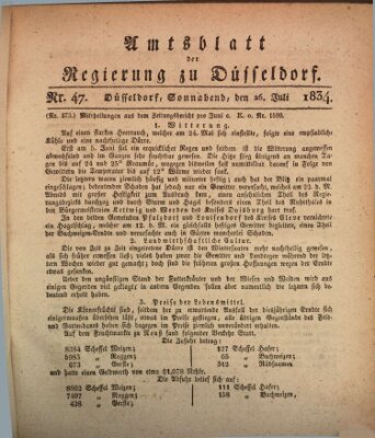 Amtsblatt für den Regierungsbezirk Düsseldorf Samstag 26. Juli 1834