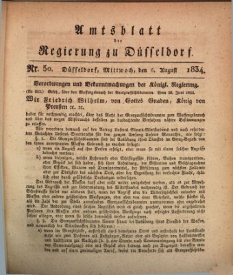 Amtsblatt für den Regierungsbezirk Düsseldorf Mittwoch 6. August 1834