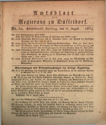 Amtsblatt für den Regierungsbezirk Düsseldorf Freitag 15. August 1834