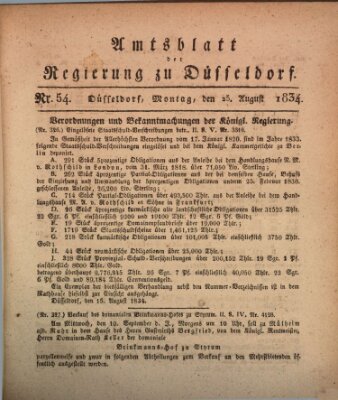 Amtsblatt für den Regierungsbezirk Düsseldorf Montag 25. August 1834