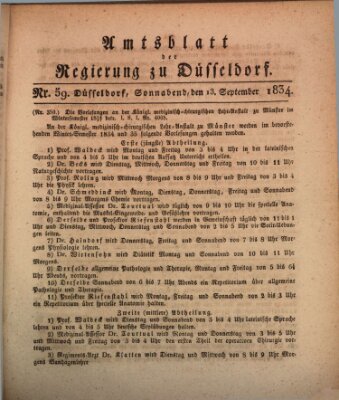 Amtsblatt für den Regierungsbezirk Düsseldorf Samstag 13. September 1834