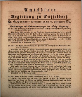 Amtsblatt für den Regierungsbezirk Düsseldorf Donnerstag 18. September 1834