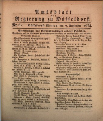 Amtsblatt für den Regierungsbezirk Düsseldorf Montag 22. September 1834